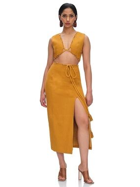 reni knotted dress in orange andrea iyamah Andrea Iyamah Reni Knotted Dress by n/a